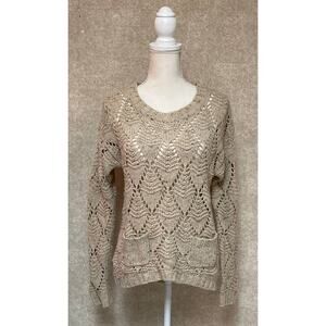 Ruff Hewn RuffHewn Tan Oatmeal Sweater pockets Small Wool Blend Crew